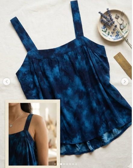 Tie Dye Blue Spaghetti Strap Top